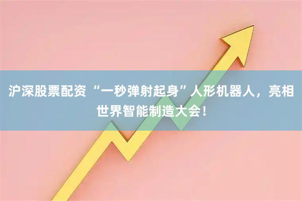 沪深股票配资 “一秒弹射起身”人形机器人,亮相世界智能制造大会!