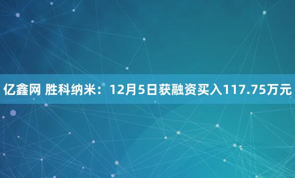 亿鑫网 胜科纳米:12月5日获融资买入117.75万元